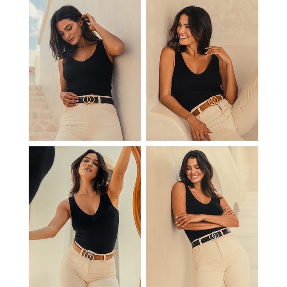 Belt - Ratchet Fashion Belt For Women - Real Leather - Adjustable - Holeless -💜